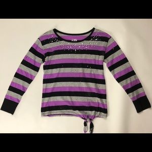 💞Girls Purple, Black & Gray Stripe Shirt💞